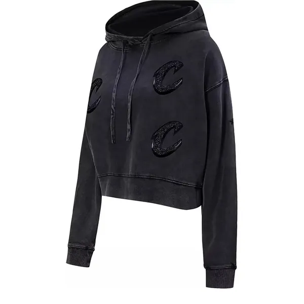 Pro‎ Standard Women's L Black Hoodie Cleveland Cavaliers Crystalline Crop NWOT - Image 3