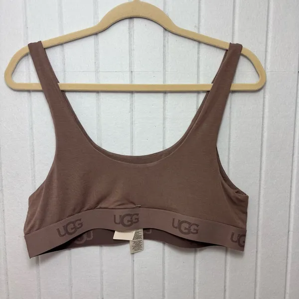 UGG Mauve‎ Brown Logo Elastic Scoop Bralette Size XL NEW - Image 3