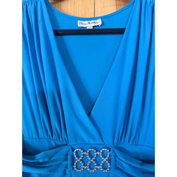 Olivia Matthews Womens Size 10 Blue Maxi Dress Rhinestone Homecoming Wedding - Image 4