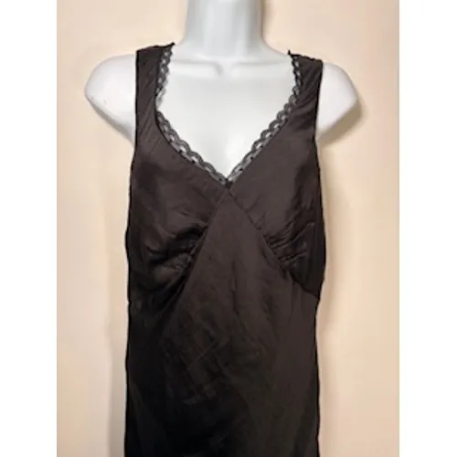 American Eagle Maxi Slip Dress Brown Lace Trim V-Neck Coquette Y2K 90s Size M - Image 2