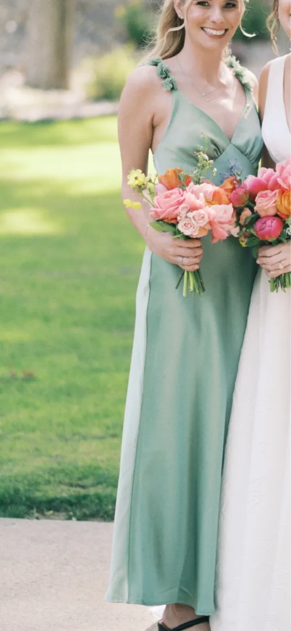 Hello Molly Sage Green Satin Maxi Dress - Image 2