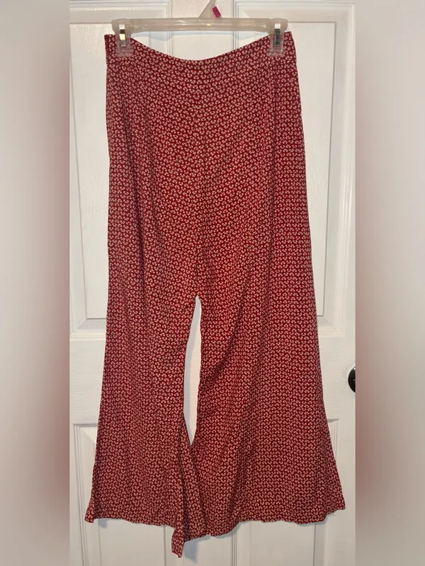 Maeve crop Women’s Red Wide-Leg Printed Pants floral - Image 2