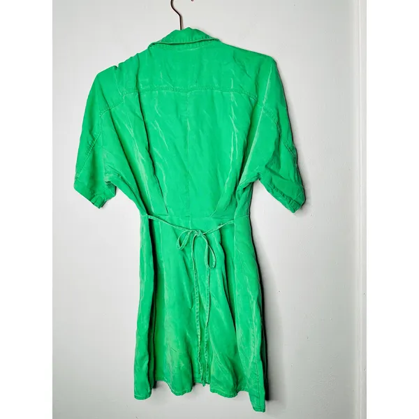 THAKOON COLLECTIVE Green Twill Short Sleeve Shirt Button Front Mini Dress Size 6 - Image 9