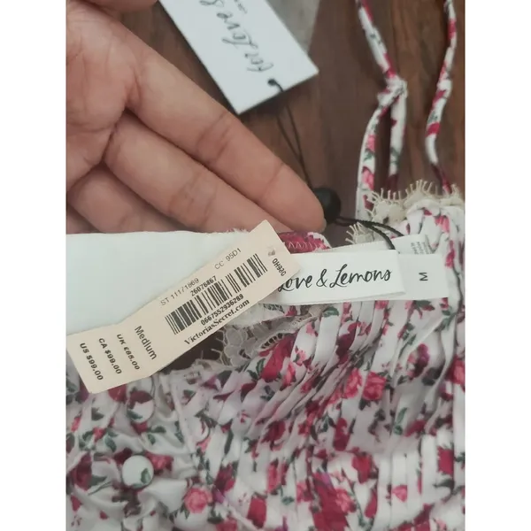 For Love And Lemons Pink Floral Ruched Cami Size M New Romantic Fairy Festival - Image 3