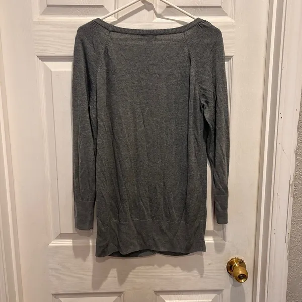 H&M Womens Gray Button Front V-Neck Cardigan Sweater Size L Academia Neutral - Image 5