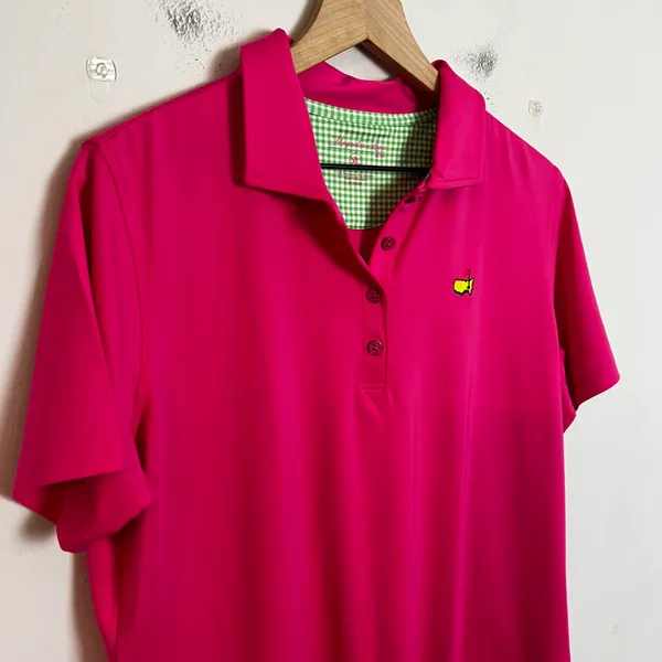 MASTERS- Magnolia Lane Tech Pink Polo Shirt Logo Golf Classic Button Augusta - Image 2