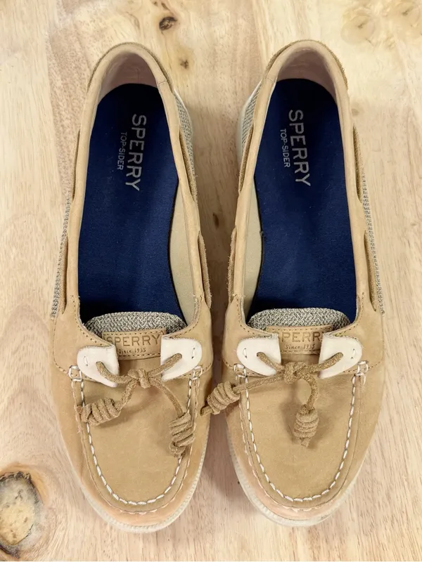 Sperry Oasis Loft Linen‎ Leather Boat Shoes Tan Women’s 9.5 Nautical Preppy - Image 4