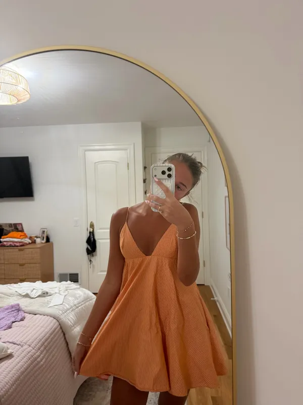 Zara orange and white striped dress - Image 3