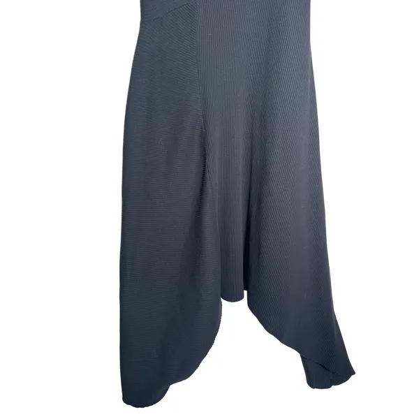 AllSaints Gia Black Asymmetric Midi Dress Ribbed High Low Size 6 - Image 7
