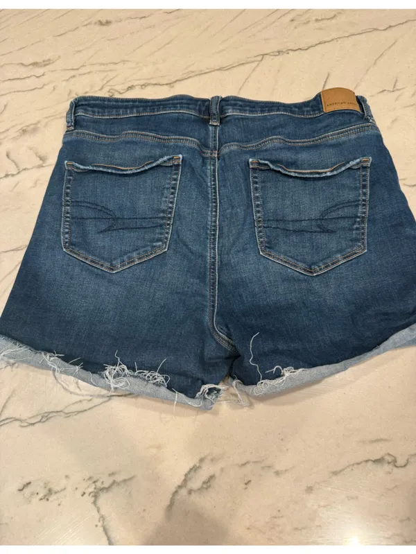 American Eagle Super High Rise Shortie Denim Shorts Size 16 Next Level Stretch - Image 11