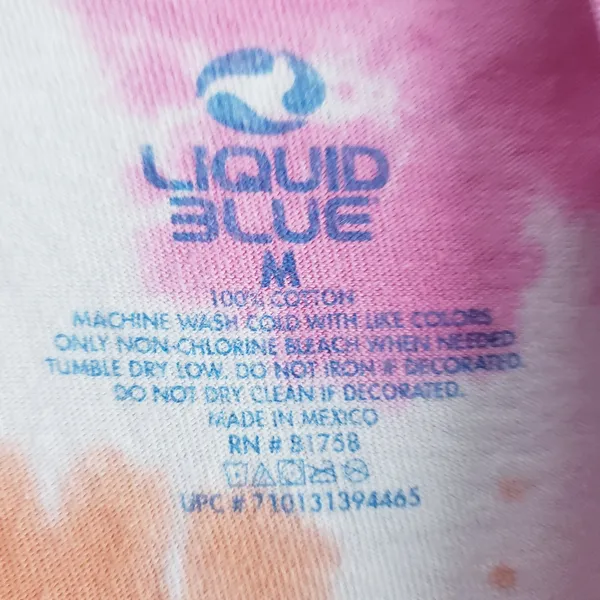 Vintage Wood Stock Liquid Blue Tie Dye Short Sleeve Band Tee Shirt - Image 6