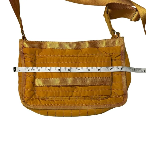 Quilted Crossbody Bag Mustard Gold Puffer Casual Nylon Gorpcore Utility Purse - Image 5