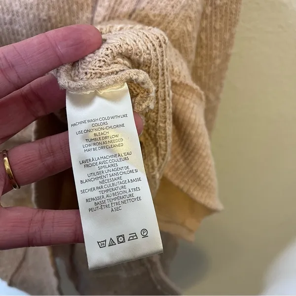 Free People We The Free Tommy Turtleneck Textured Sweater Toasted Almond Beige M - Image 10