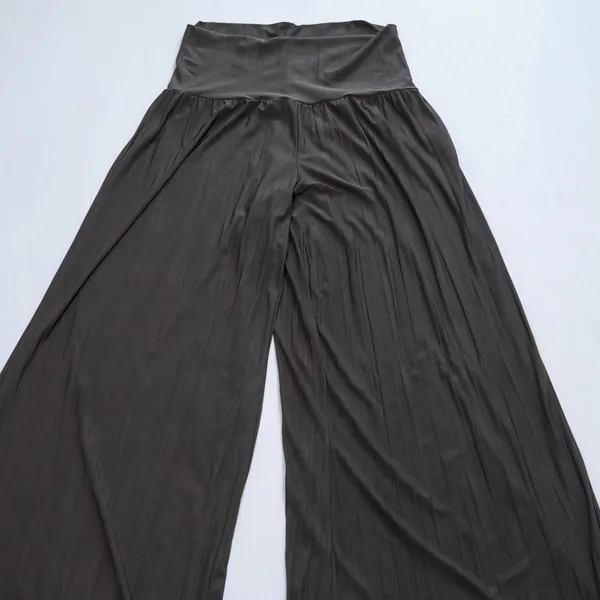 Nic+Zoe Palazzo Pants Womens M Brown Wide Leg High Waist Flowy Minimalist Luxury - Image 3