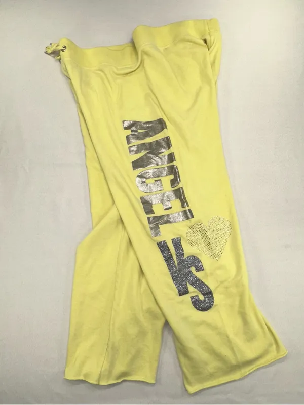 VTG Victoria's Secret Supermodel Essentials Bling Angel Wings Sweat Set Yellow L - Image 11