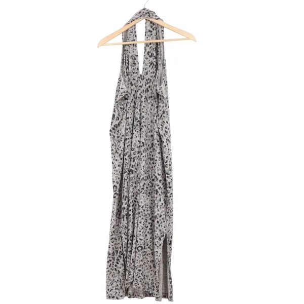 Old Navy Womens XL Grey Leopard Print Linen Blend Halter Maxi Dress - Image 5