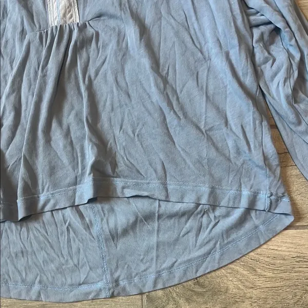 We The Free Blue Relaxed 3/4 Sleeve Blouse with Mandarin Collar - Image 2