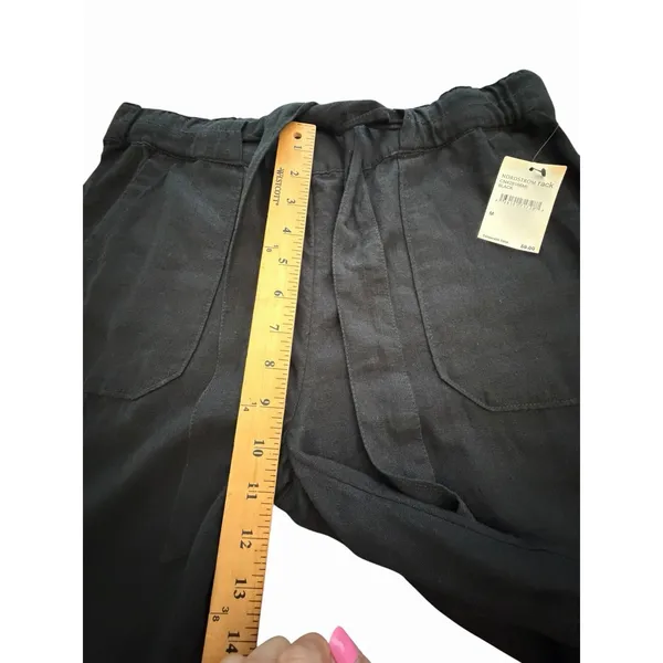 CASLON‎ Pants Womens Medium Black Linen Cropped Wide Leg New Pockets #OP10-1 - Image 6