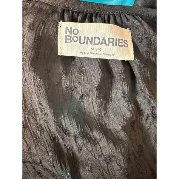 No Boundaries Black Ruffle Cardigan Top Womens Medium 8-10 Tie Front Long Sleeve - Image 5