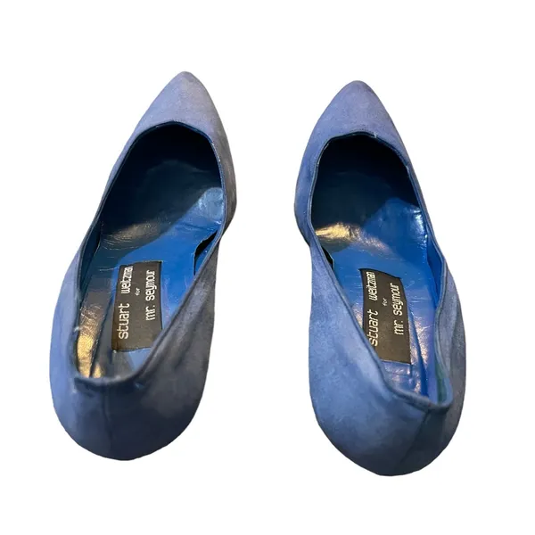 Stuart Weitzman For Mr. Seymour Blue Slip On Heels Size 7 - Image 4