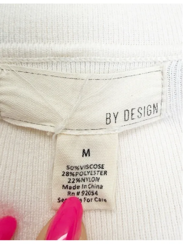 BY DESIGN Striped Button Collared Cardigan White Black Medium - Image 5