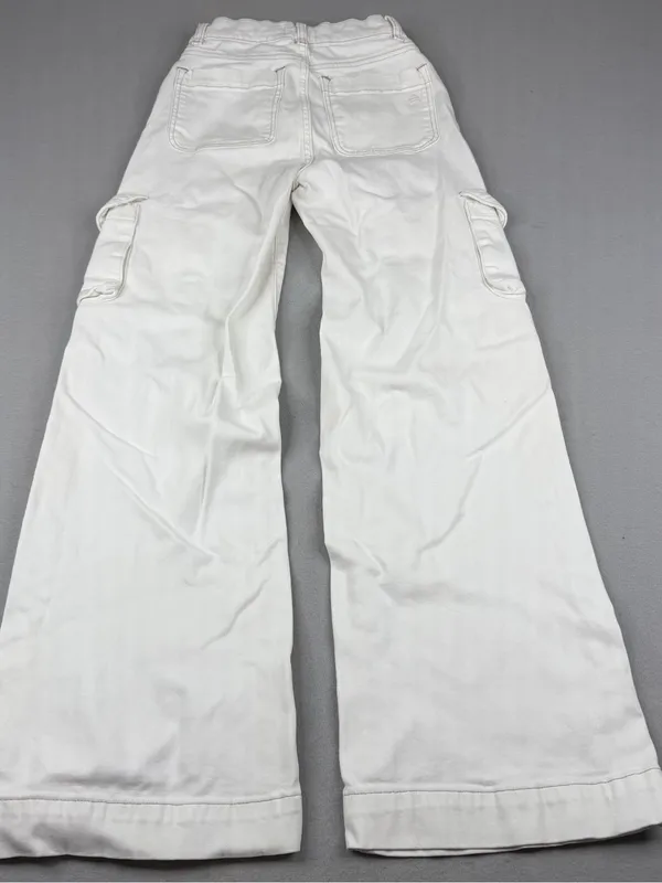 DL1961 Hepburn Cargo Jeans 24 Eggshell White High Rise Wide Leg 33" - Image 4