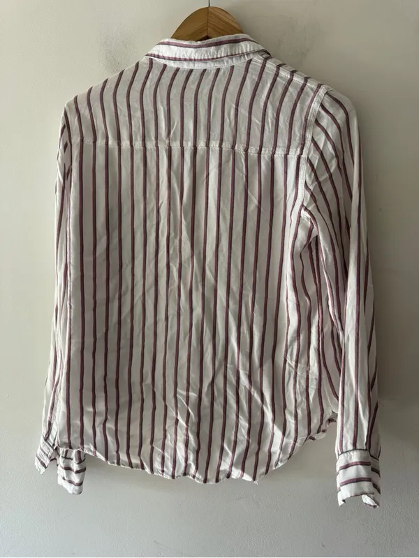 Abercrombie & Fitch Stripe Button Down‎ Top Moose Embroidered Logo Y2K - Image 4
