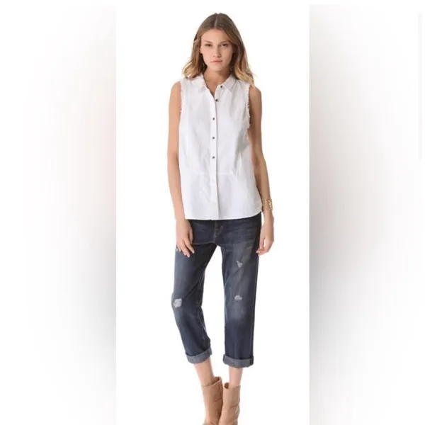 Free People Linen Sleeveless Button Down - Ivory - Large - Image 8