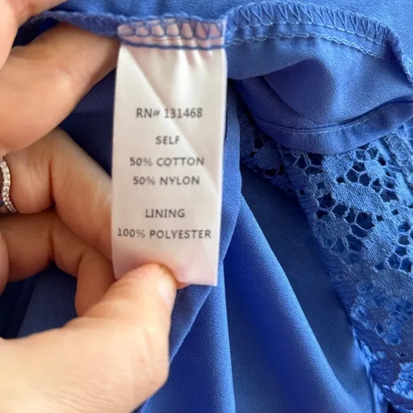NWT Vici Cerulean Blue Lace Button Front Short Sleeve Midi Dress Cottage Whimsy - Image 3