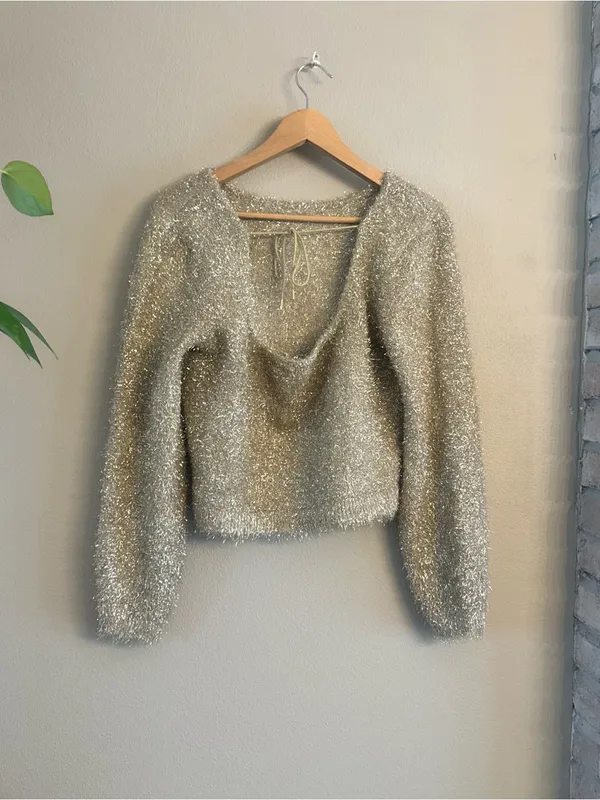 ANTHRO Eyelash Tie Back Pullover Sweater - Image 3