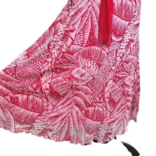 Jonathan Martin Red Silk Tropical Palm Print Resortwear Vacation Midi‎ Dress 16 - Image 5