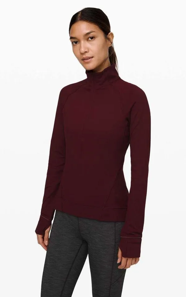 LULULEMON Outrun the Elements 1/2 Zip Long Sleeve Running Top in Garnet Size 4 - Image 3