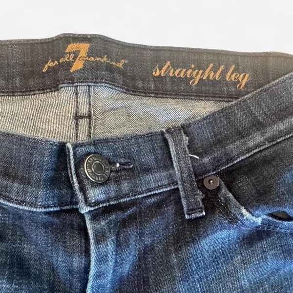 7 For All Mankind Double Button Flare Jeans Trouser Pocket Sz 28 - Image 4