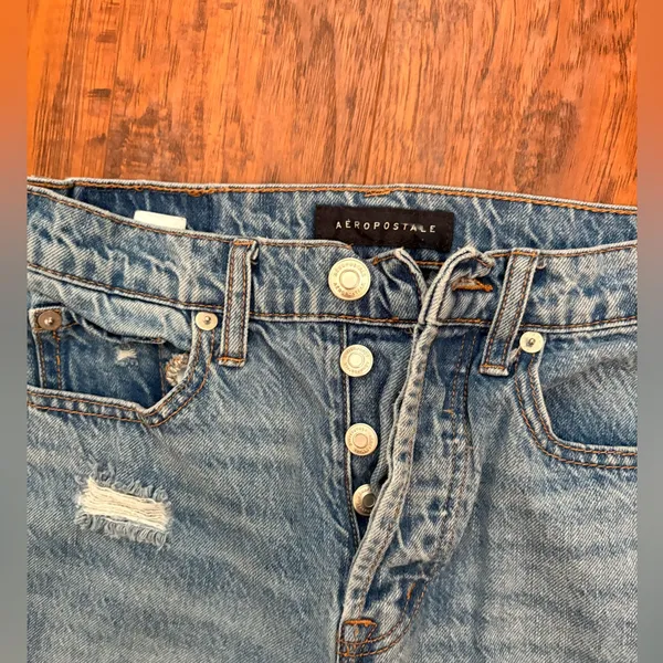Aeropostale 90s baggy Button-Fly Light Blue Jeans - Image 3