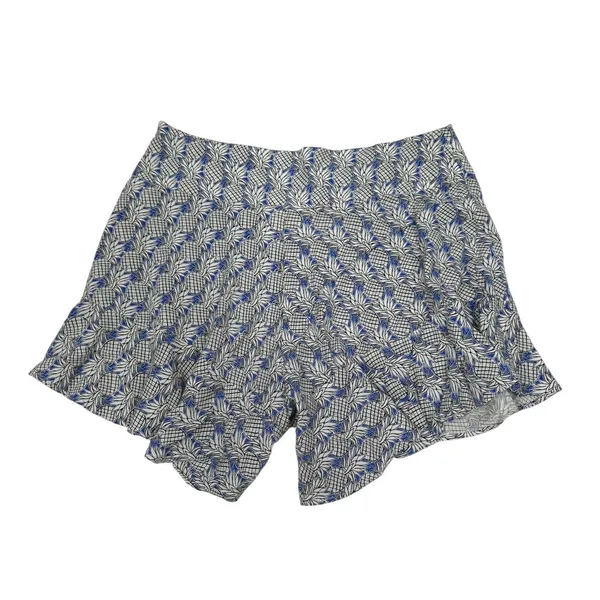 Maeve Anthropologie Pineapple Print Ruffle‎ Hem Shorts Blue White Women Size 0 - Image 3