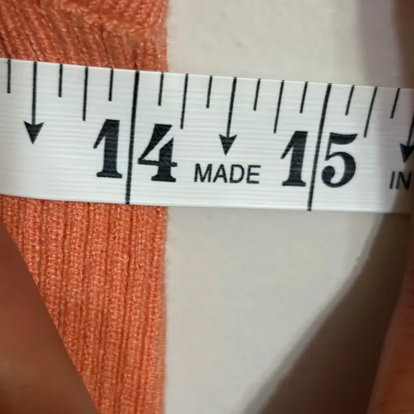 American Eagle Womens Ribbed‎ Long Sleeve Cutout Crop Top Coral Orange Large - Image 5