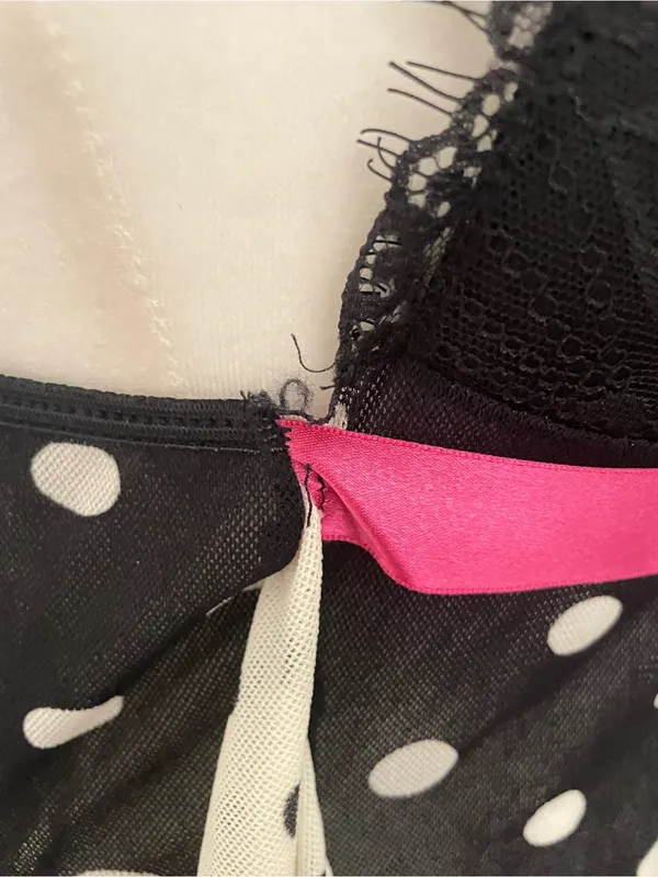 Victoria’s Secret Sexy Little Things Y2K Mesh Polka Dot Lace Babydoll Tank Top - Image 4