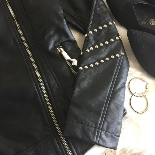 BB DAKOTA Jerilyn Black Faux Leather Stud Jacket NWT - Image 3