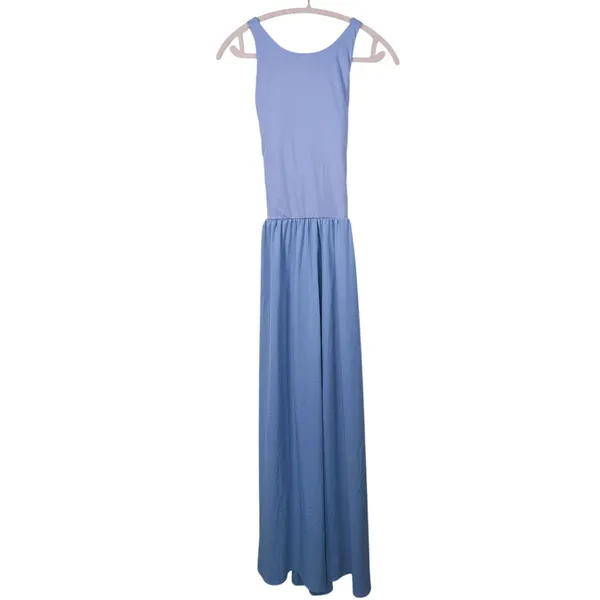 Halara Breezeful A-Line Sleeveless Maxi Dress L Blue Cross Back Casual Travel - Image 3