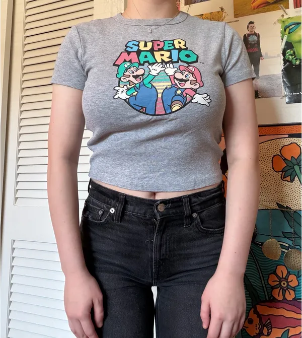 Nintendo Grey Super Mario crop top - Image 2