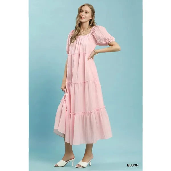 Umgee Textured Tiered Midi‎ Dress - Medium - Image 4