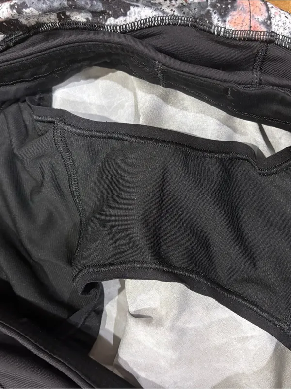 lululemon athletica Black Floral Print Athletic Shorts with Pink Accents - Image 2