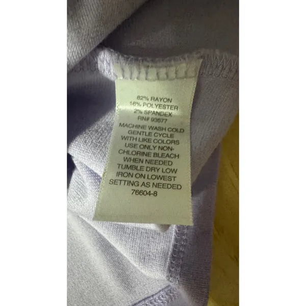 Liz Claiborne Womens Large Lavender V-Neck Puff Short Sleeve‎ Smocked Cuff Top - Image 3