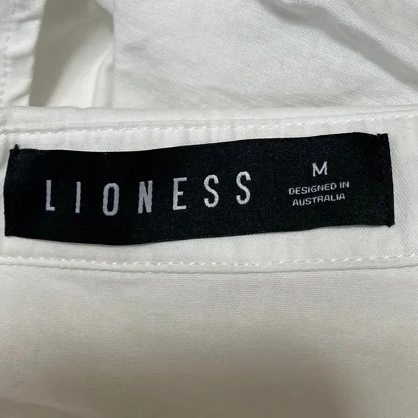 Lioness Women's White Open Back Long Sleeve Button Up Shirt Crop Top Size M - Image 3