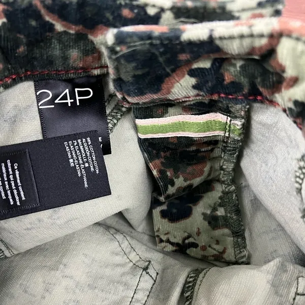 Anthropologie Pilcro Green Print Corduroy Skinny Pants - Size 24P - Image 8