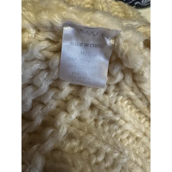 HYFVE Chunky Cardigan Bobble Knit Crochet Long Sleeve Sweater Ivory Open Women’s M/L - Image 4