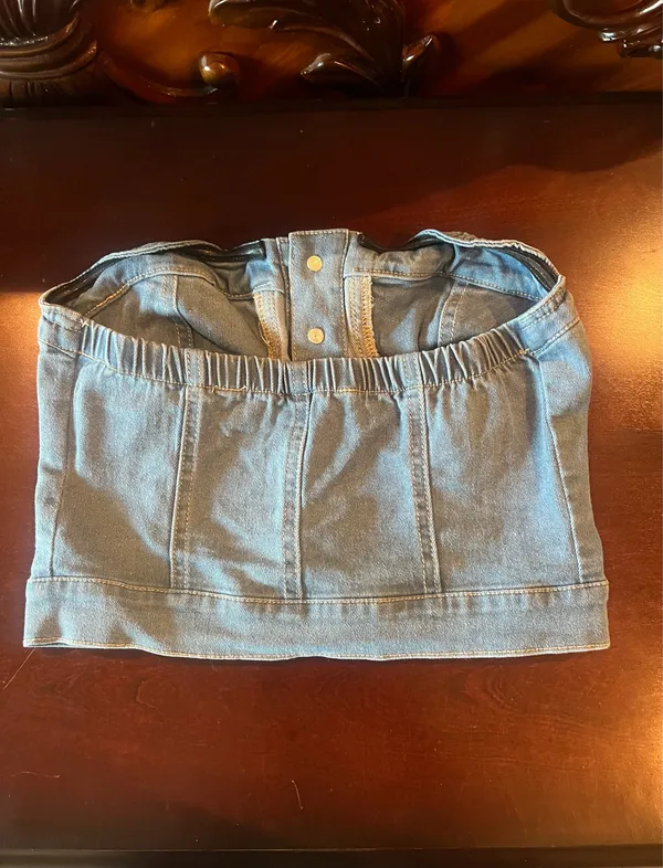 Blue jean strapless top Size XS - Image 4