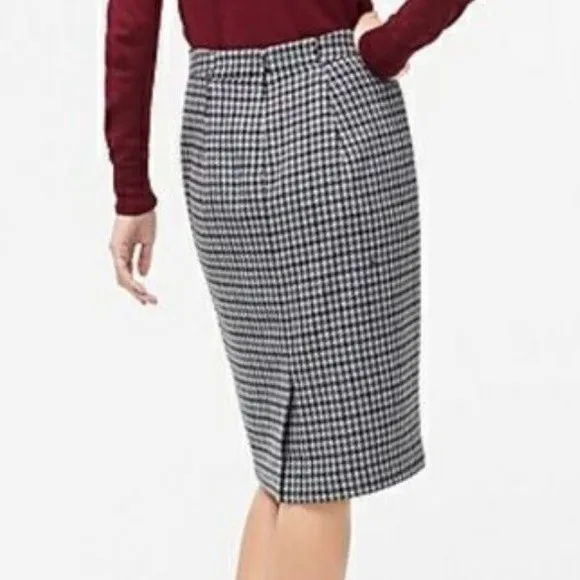 J Crew Gray Herringbone Knee Length Pencil Skirt 8 NEW - Image 3
