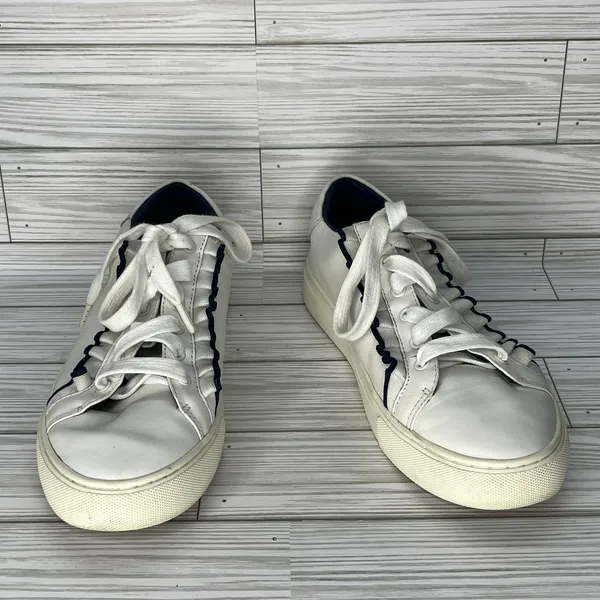 Tory‎ Burch Tory Sport Ruffle Sneakers Athleisure Chic Women White Navy Size 8 - Image 3