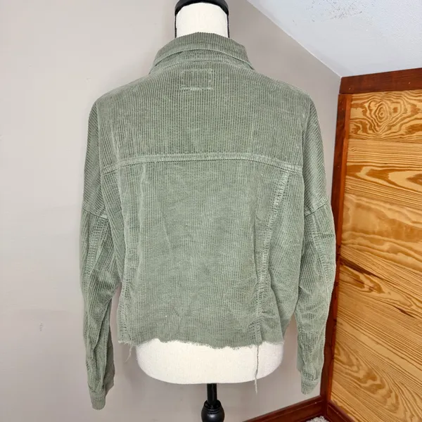 American Eagle Outfitters Corduroy Shirt Jacket Shacket Olive Green Medium M - Image 2